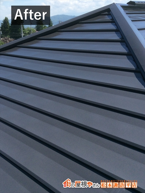 安曇野市穂高屋根フッ素樹脂塗料塗装　施工後